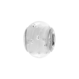 CHARMS COULISSANT ARGENT RHODIÉ MURANO BLANC ET FIL