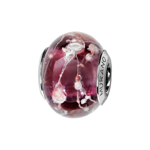 CHARMS COULISSANT ARGENT RHODIÉ MURANO VIOLET + FIL