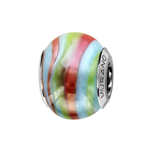 CHARMS COULISSANT ARGENT RHODIÉ MURANO NACRé