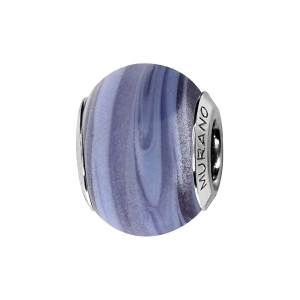 CHARMS COULISSANT ARGENT RHODIÉ MURANO NACRé BLEU