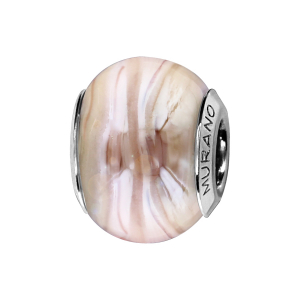 CHARMS COULISSANT ARGENT RHODIÉ MURANO NACRé ROSE