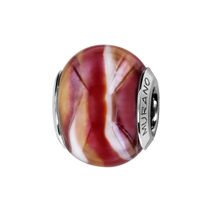 CHARMS COULISSANT ARGENT RHODIÉ MURANO NACRé ROUGE