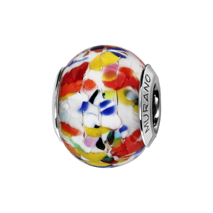 CHARMS COULISSANT ARGENT RHODIÉ MURANO MULTICOLORE FOND BLANC