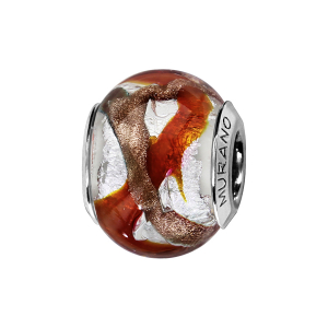 CHARMS COULISSANT ARGENT RHODIÉ MURANO