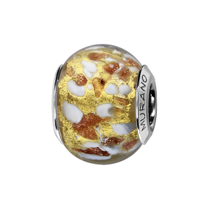 CHARMS COULISSANT ARGENT RHODIÉ MURANO DORE PAILLETE