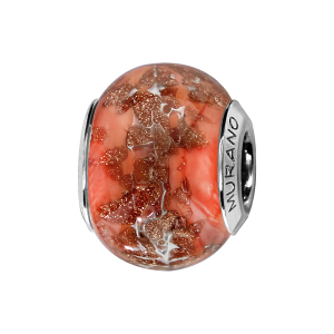 CHARMS COULISSANT ARGENT RHODIÉ MURANO CORAIL CLAIR ECLAT