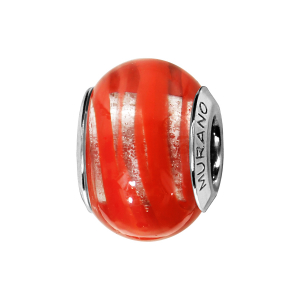 CHARMS COULISSANT ARGENT RHODIÉ MURANO ROUGE