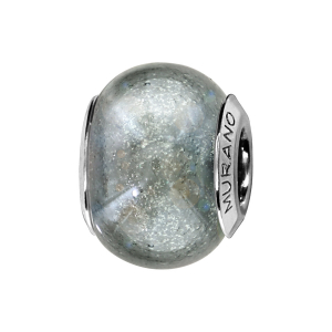 CHARMS COULISSANT ARGENT RHODIÉ MURANO GRIS