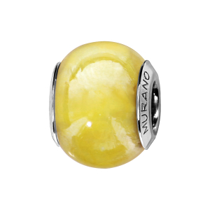 CHARMS COULISSANT ARGENT RHODIÉ MURANO JAUNE NACRé