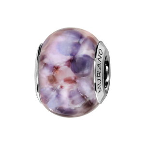 CHARMS COULISSANT ARGENT RHODIÉ MURANO VIOLET REFLET NACRé