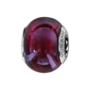 CHARMS COULISSANT ARGENT RHODIÉ MURANO FONCE VIOLET NACRé