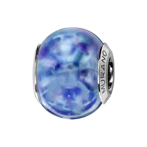 CHARMS COULISSANT ARGENT RHODIÉ MURANO BLEU NACRé