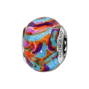 CHARMS COULISSANT ARGENT RHODIÉ MURANO MULTICOULEUR