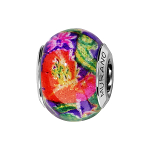 CHARMS COULISSANT ARGENT RHODIÉ MURANO MULTICOULEUR
