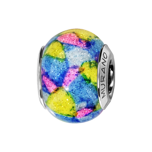 CHARMS COULISSANT ARGENT RHODIÉ MURANO MULTICOULEUR PAILLETE