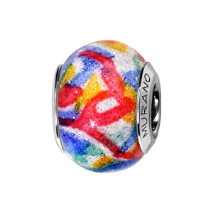 CHARMS COULISSANT ARGENT RHODIÉ MURANO MULTICOULEUR PAILLETE