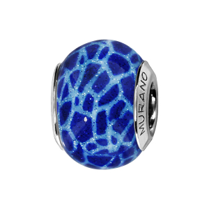 CHARMS COULISSANT ARGENT RHODIÉ MURANO BLEU