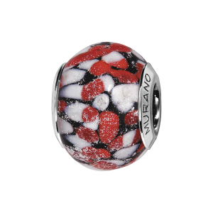 CHARMS COULISSANT ARGENT RHODIÉ MURANO