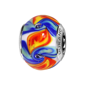 CHARMS COULISSANT ARGENT RHODIÉ MURANO MULTI COULEUR