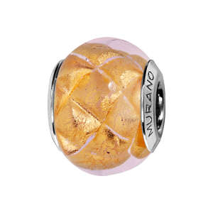 CHARMS COULISSANT ARGENT RHODIE MURANO TRANSPARENT
