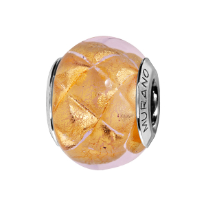 CHARMS COULISSANT ARGENT RHODIÉ MURANO TRANSPARENT