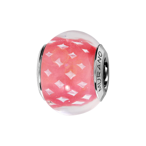 CHARMS COULISSANT ARGENT RHODIÉ MURANO ROSE