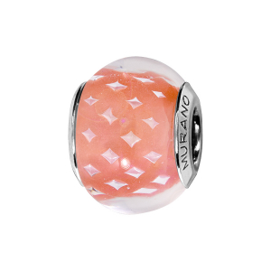 CHARMS COULISSANT ARGENT RHODIÉ MURANO ORANGE