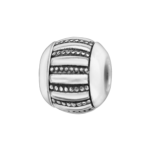 CHARMS BOULE CERAMIQUE BLANCHE BANDE PETIT CLOUS ARGENT RHODIÉ