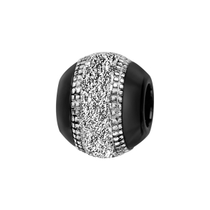 CHARMS BOULE CERAMIQUE NOIRE ET BANDE ARGENT RHODIÉ GRANITE
