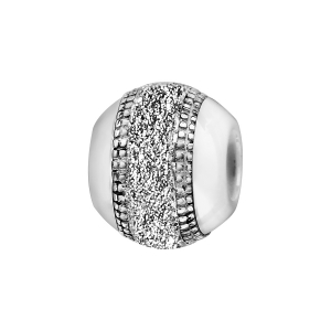 CHARMS BOULE CERAMIQUE BLANCHE ET BANDE ARGENT RHODIÉ GRANITE