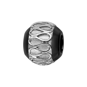 CHARMS BOULE CERAMIQUE NOIRE SINUEUSE ARGENT RHODIÉ