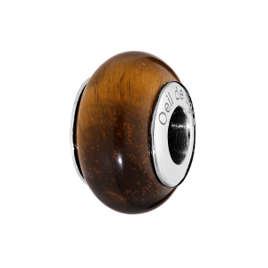 CHARMS COULISSANT ARGENT RHODIÉ OEIL DE TIGRE VÉRITABLE