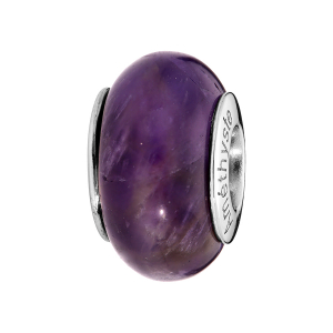 CHARMS COULISSANT ARGENT RHODIÉ PIERRE NATURELLE AMETHYSTE