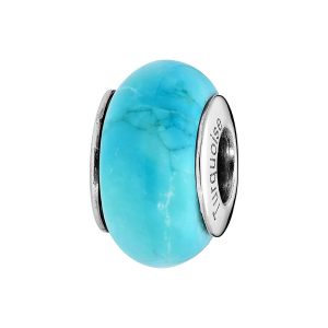 CHARMS COULISSANT ARGENT RHODIÉ PIERRE NATURELLE TRAITÉE TURQUOISE