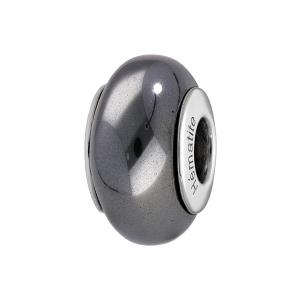 CHARMS COULISSANT ARGENT RHODIÉ PIERRE NATURELLE HEMATITE