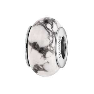 CHARMS COULISSANT ARGENT RHODIÉ PIERRE NATURELLE HOWLITE
