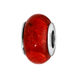 CHARMS COULISSANT ARGENT RHODIÉ CORAIL NATUREL TRAITÉ