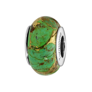 CHARMS COULISSANT ARGENT RHODIE PIERRE NATURELLE TRAITÉE TURQUOISE VERTE