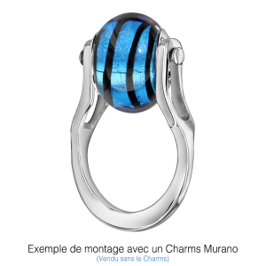 BAGUE ARGENT RHODIÉ CHARMS INTERCHANGEABLE