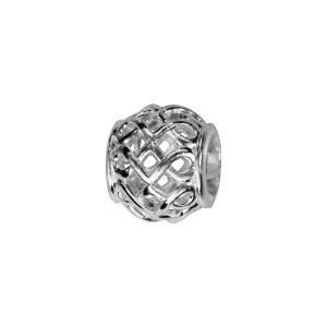 CHARMS COULISSANT ARGENT RHODIÉ BOULE QUADRILLEE