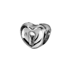 CHARMS COULISSANT ARGENT RHODIÉ COEUR SERRURE