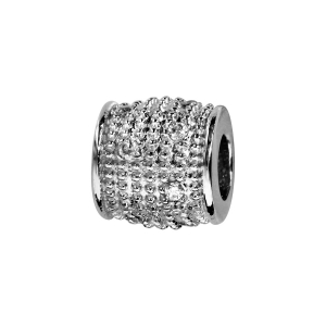 CHARMS COULISSANT ARGENT RHODIÉ TUBE AVEC PIERRES BLANCHES SYNTH