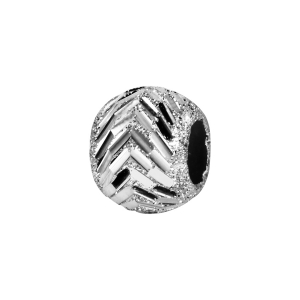 CHARMS COULISSANT ARGENT RHODIÉ BOULE DIAMANTE CHEVRONS 10x5MM