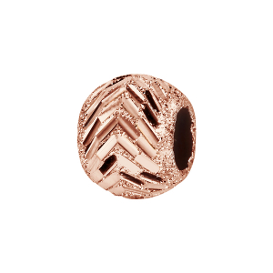 CHARMS COULISSANT ARGENT ET DORURE ROSE BOULE DIAMANTE CHEVRONS 10x5MM