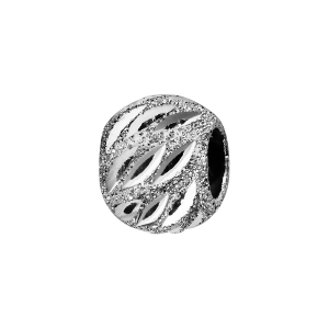 CHARMS COULISSANT ARGENT RHODIÉ BOULE CISELEE DIAMANTEE AJOUREE 10X5MM