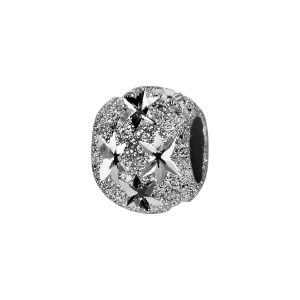 CHARMS COULISSANT ARGENT RHODIÉ BOULE DIAMANTEE ETOILE 10X5MM