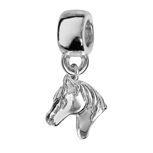 CHARMS COULISSANT ARGENT RHODIÉ SUSPENDU TETE DE CHEVAL