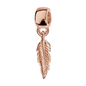 CHARMS COULISSANT ARGENT ET DORURE ROSE SUSPENDU PLUME