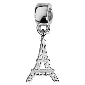 CHARMS COULISSANT ARGENT RHODIÉ SUSPENDU TOUR EIFFEL