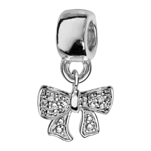 CHARMS COULISSANT ARGENT RHODIÉ SUSPENDU NOEUD OXYDES BLANCS SERTIS
